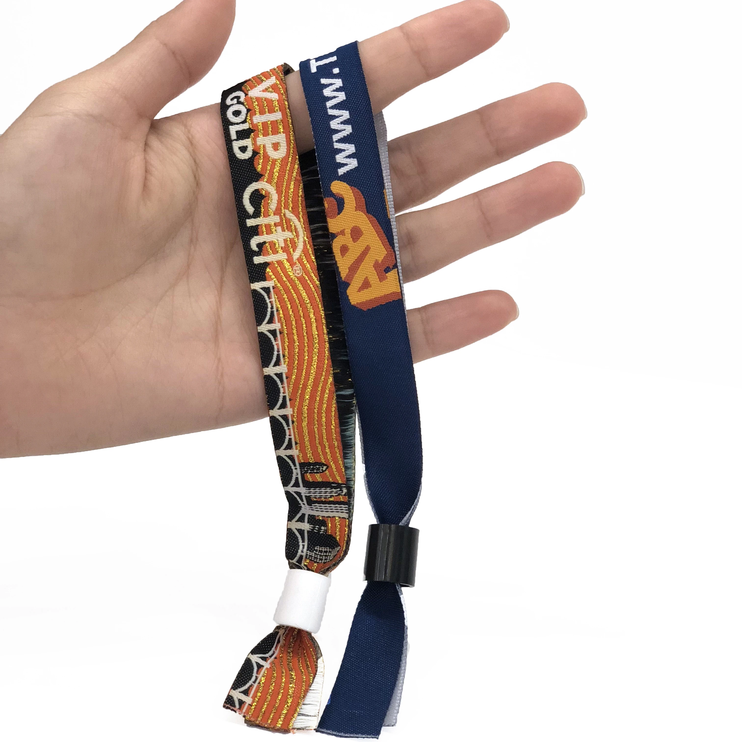 Custom logo printed promotional gifts polyester festival event fabric wrist band for party activity