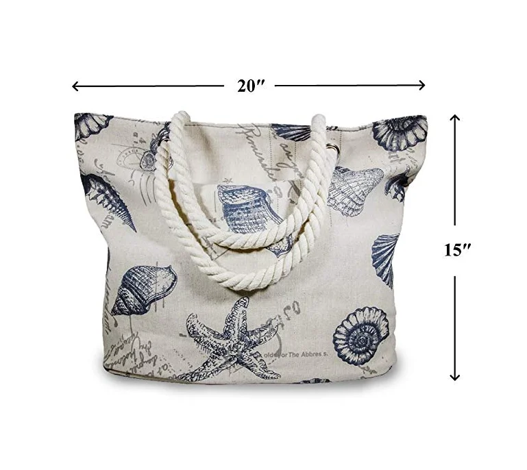 2018 new wholesale custom stripe canvas beach tote bag with rope handle