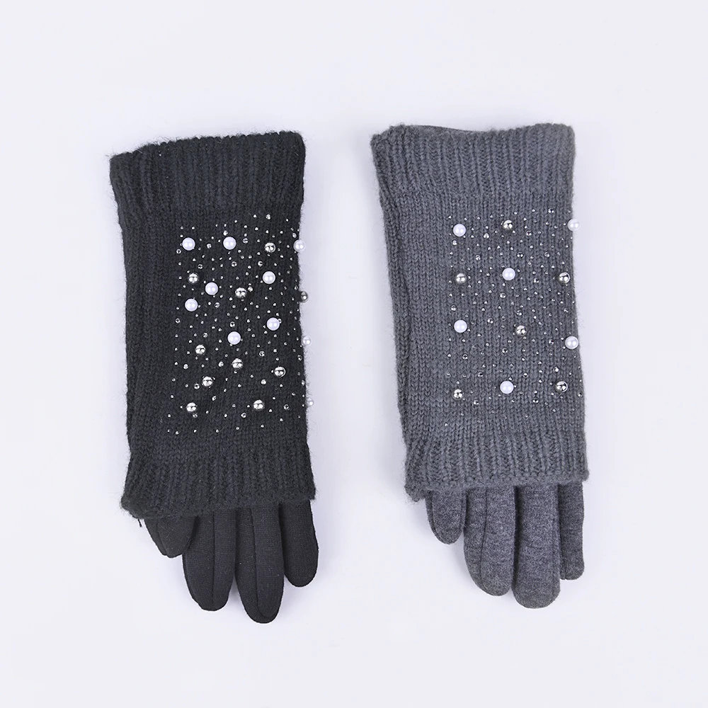 Best Selling Hairy Inside Outside Drill Knitted Winter Gloves