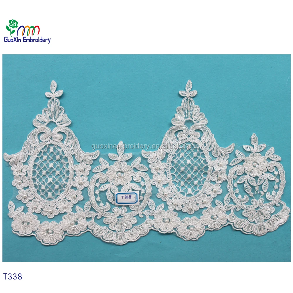 wholesale Chantilly French Border Lace Trim/Lace fabric Beaded lace trim