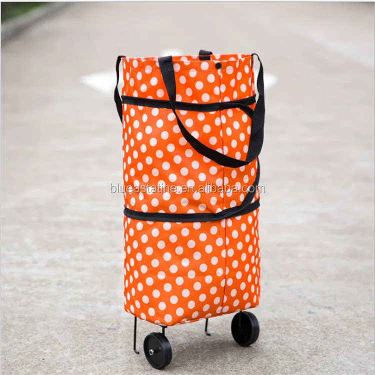 
folding shopping trolley bag with 2 wheels, shopping bag trolley 