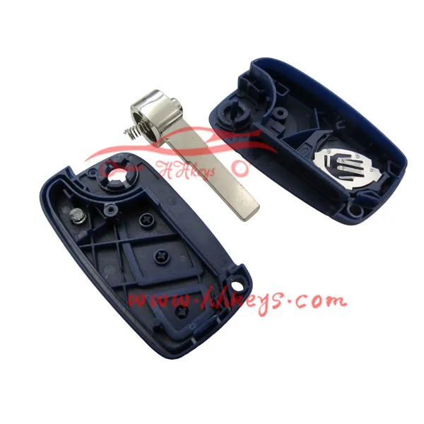 Navy Blue Flip 3 button Car Key Shell Case FOB For Fiat Panda Punto Bravo
