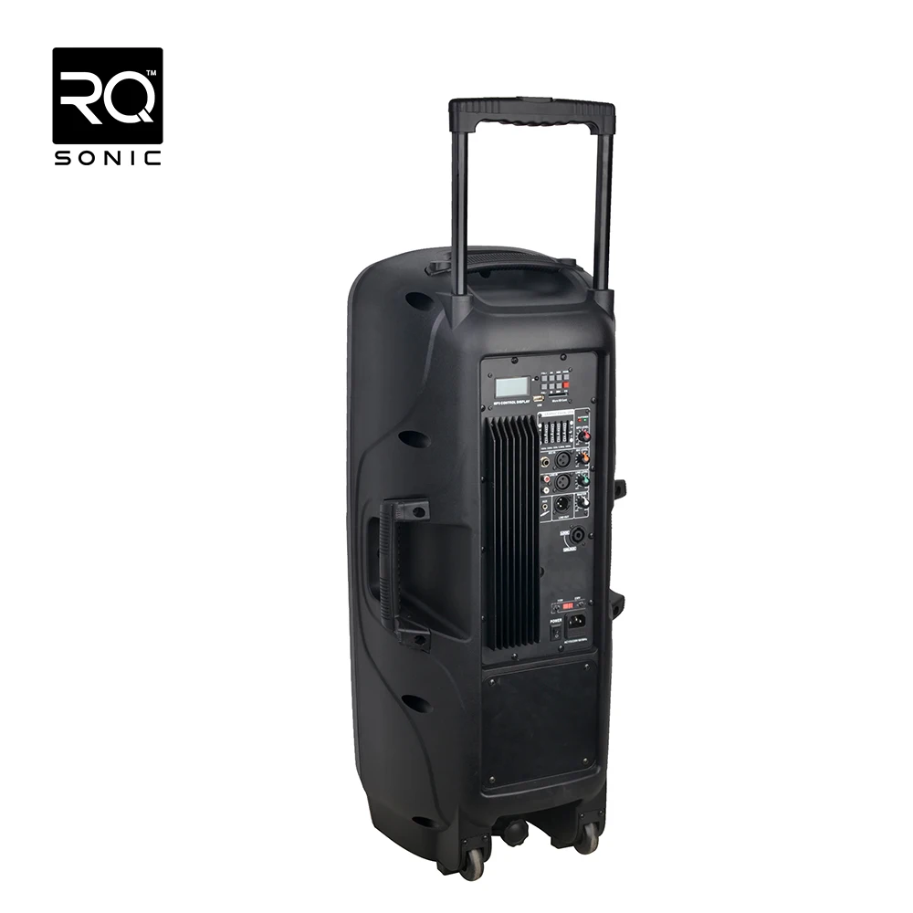 RQSONIC PMQ210AQX Dual 10 Inch Powered Speaker PA Rechargeable Trolley Speaker