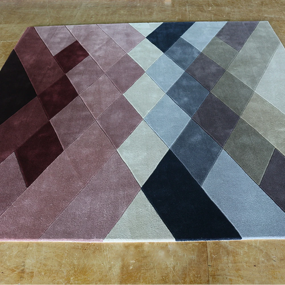 Wholesale price indoor house geometric soft hand tufted acrylic carpet living room modern