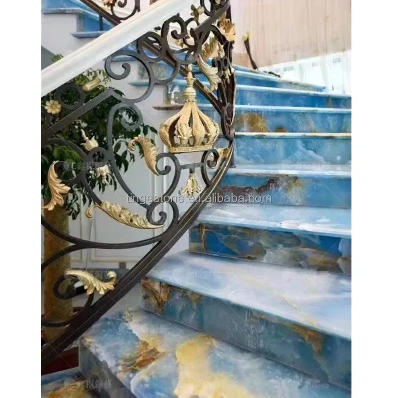 
Luxury Blue onyx slab for the floor design 