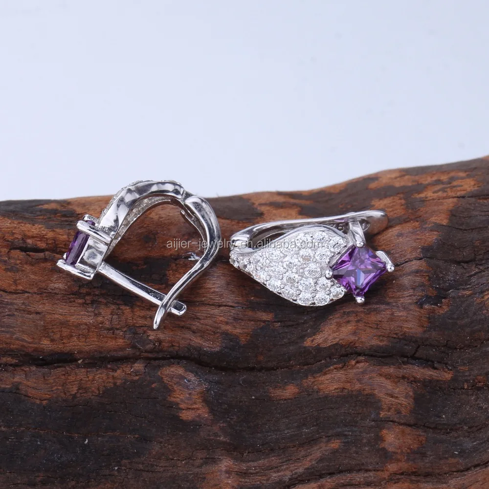 E116 2020 new style design 925 Sterling Silver English lock Earring for Women CZ Diamond Earring Jewelry