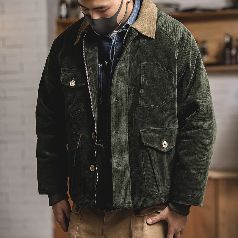 OEM custom retro vintage multi pockets safari corduroy trucker jacket men