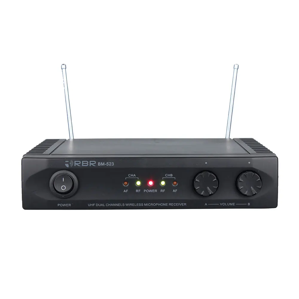bm523 Hot selling dual channels professional uhf wireless microphone