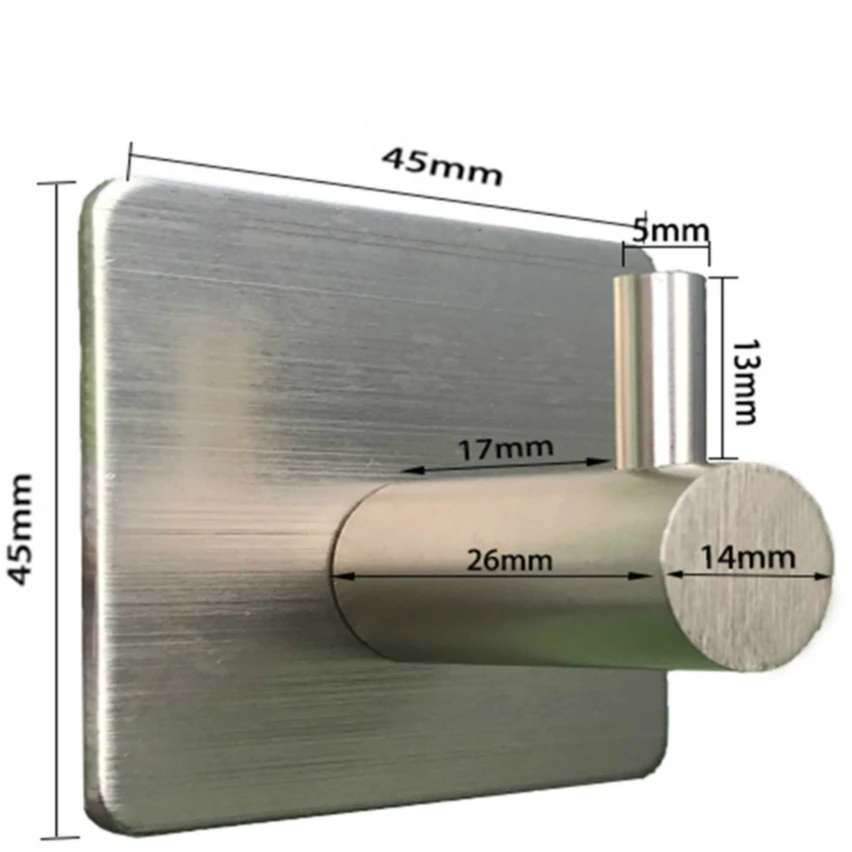 800231 Aluminum Adhesive metal Wall Hook Heavy Duty Stainless Steel Waterproof Hooks for Hanging Robe Coat Towel Kitchen