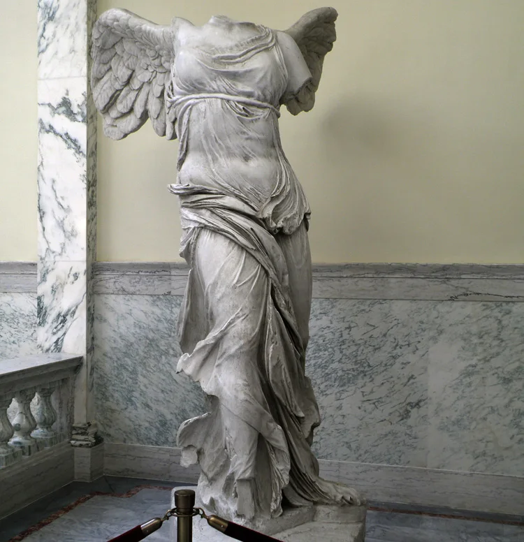 Famous life size garden stone headless victory winged agenl statue