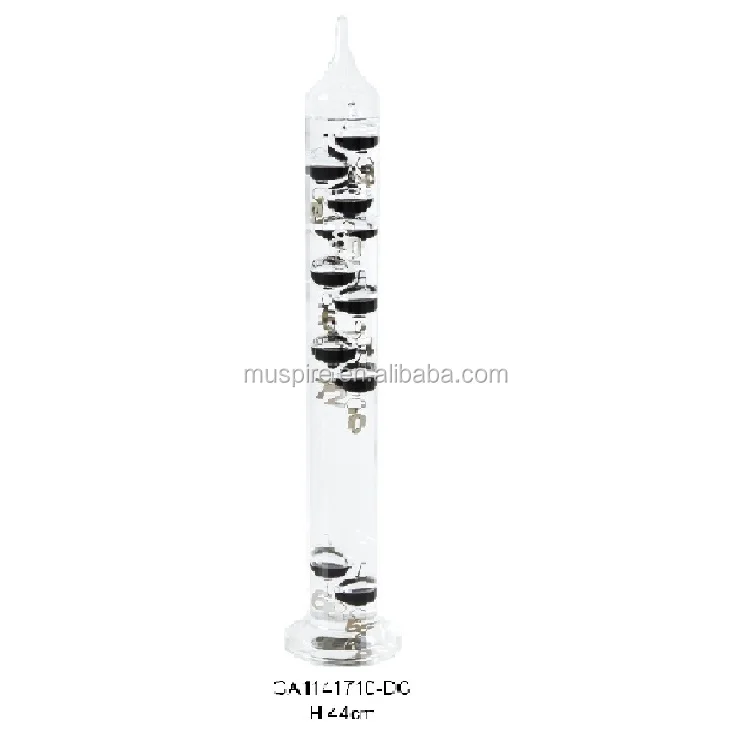 
H28cm 5 balls multiple sizes clear glass Home Indoor Decoration buoyancy Physics Experiment kits Liquid Galileo Thermometer 
