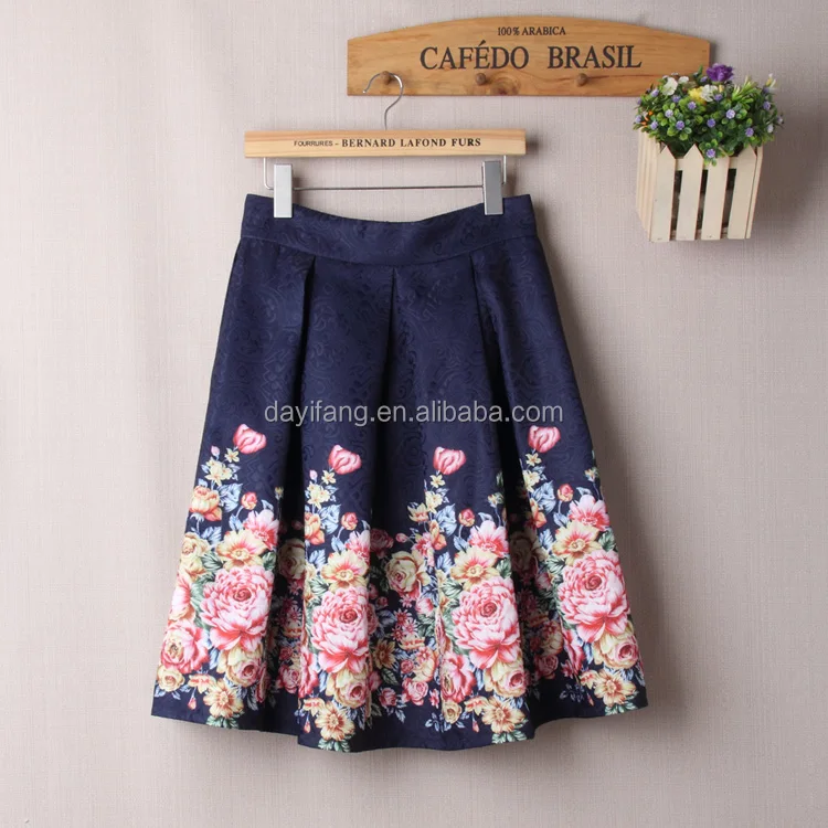 Summer Skirts Women High Waist Floral midi Skirt Ball Gown Vintage Fashion Skirts