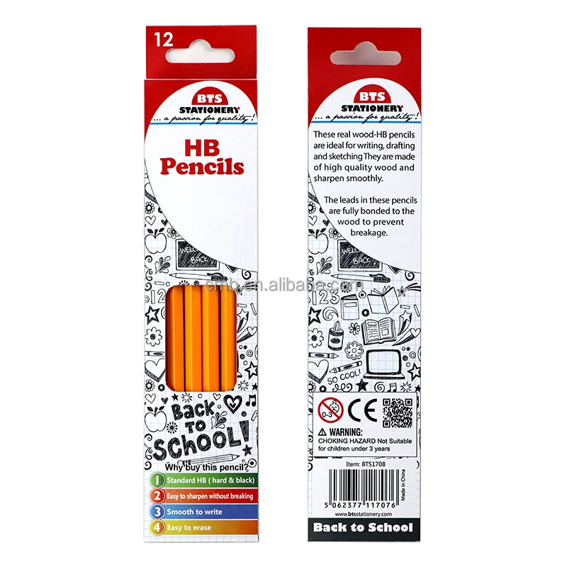 Wood Graphite Drawing Pencils with Eraser for School Supply