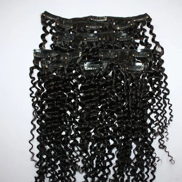
Manufacture Stock Offer Kinky Curly Clip in Hair Extensions Human Unprocessed Mongolian Hair Clip In 100% Human Hair Extensions 