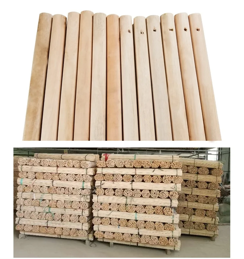 Dome-end and thread tip  Wooden Handle stick for broom push brush holder woods poles for cleaning tool