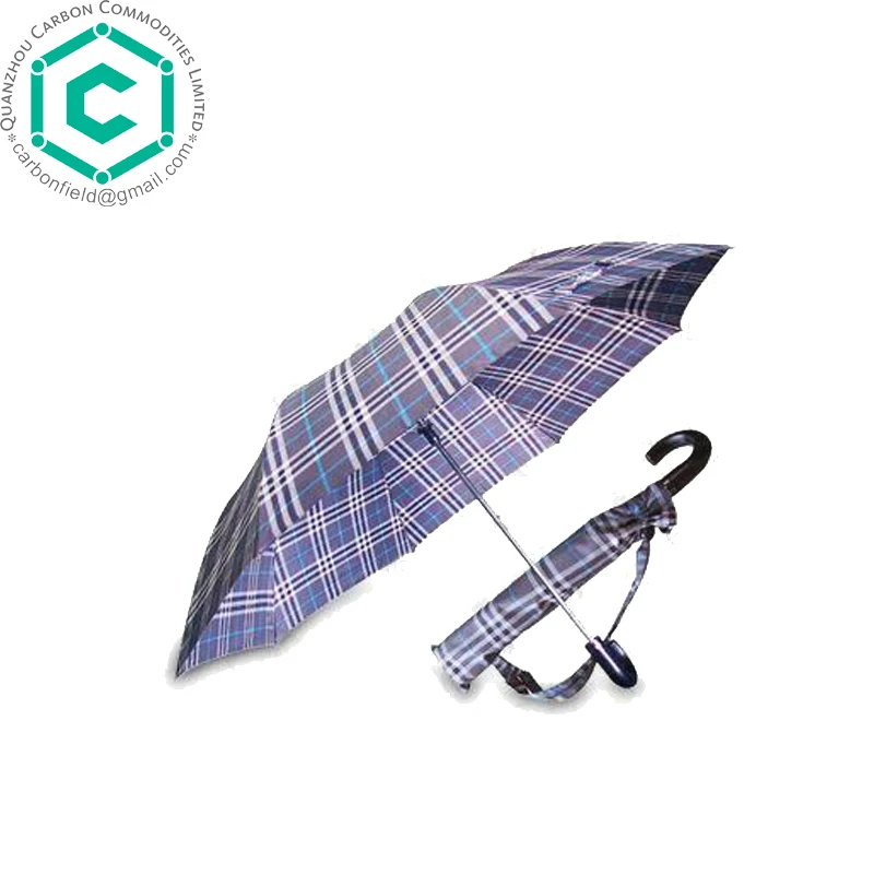 Men Umbrella with Crook wooden handle black