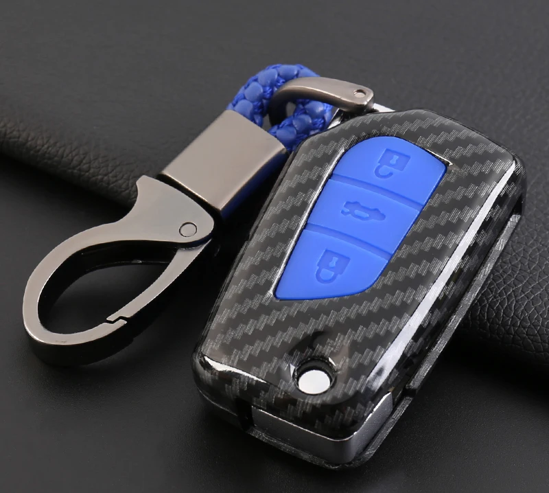 ABS carbon Fiber  Car Key Case Cover For Toyota Camry Land Cruiser 200 Prado Prius Crown Avensis Auris Corolla Vitz RAV4 Hilux