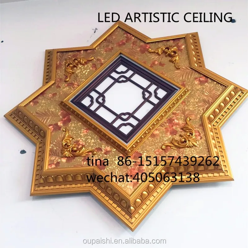  Multiple Styles European Luxurious Ornate Palace PS Artistic Ceiling for