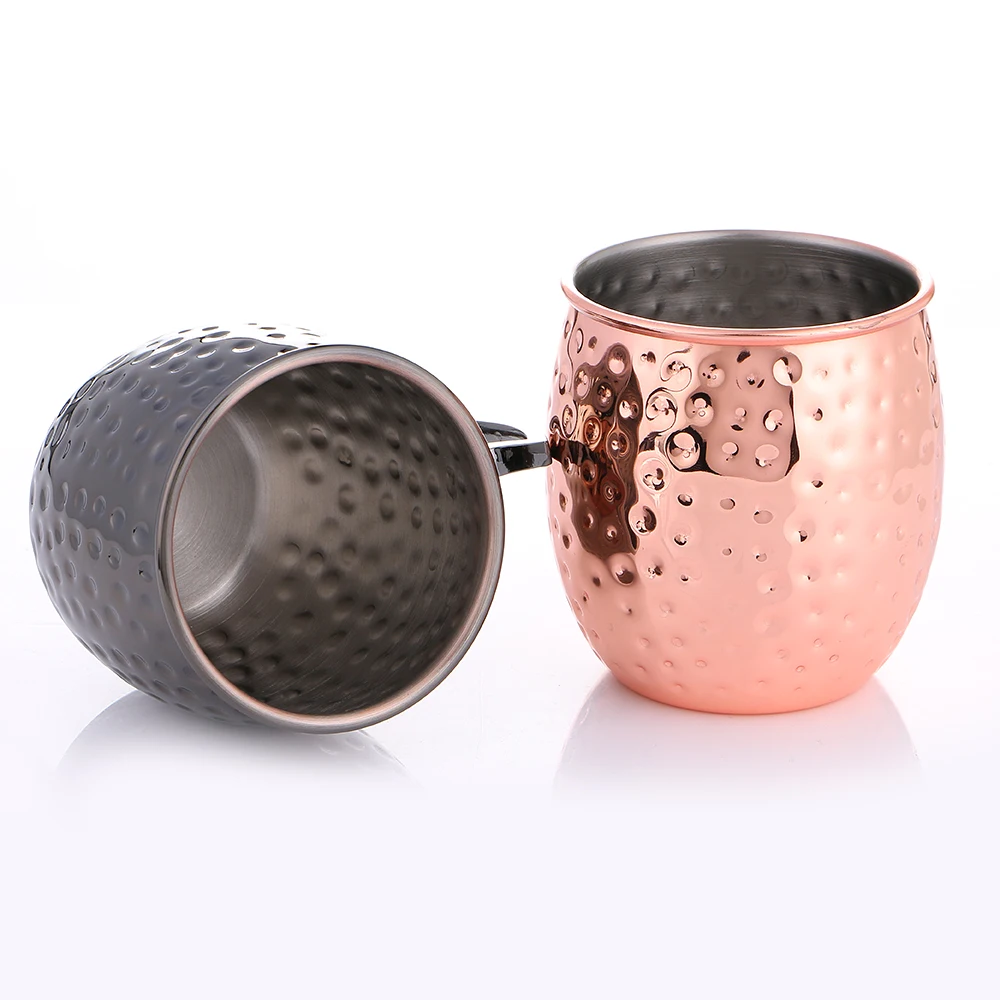 High Quality Hammered Copper  Black Plated Stainless Steel Copper Mug Drum-Type Moscow Mule Mug