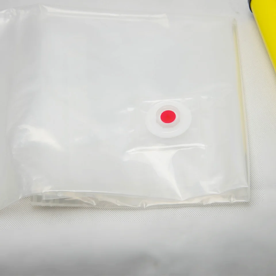 Space-saving vacuum sealed storage bag is used for family storage and travel