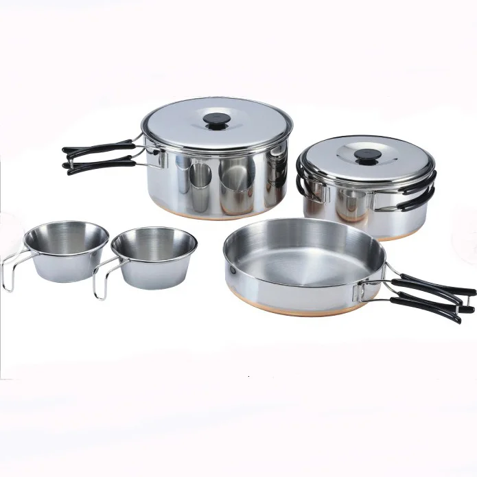 WP203 Portable Stainless Steel Cook Ware Set 3-person Use with Copper Plated Base