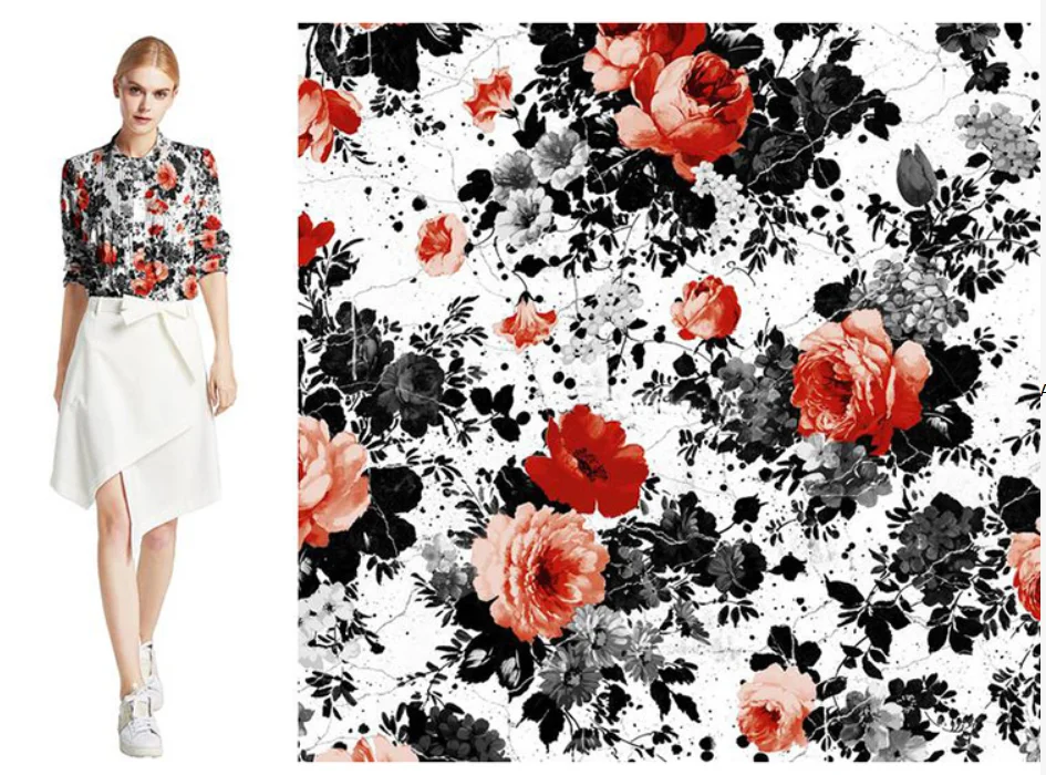 
New Products Digital Printed Custom Design Silk Habotai Fabric 