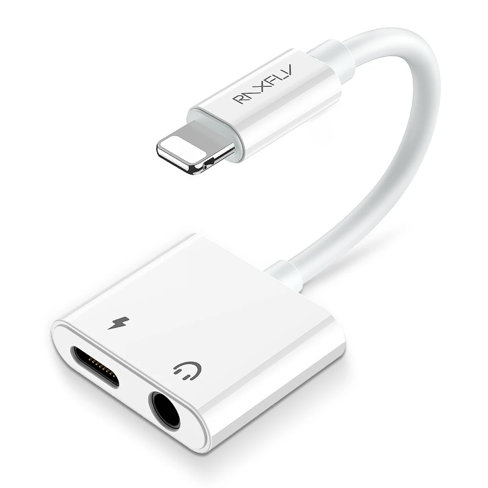 Free Shipping 1 Sample OK RAXFLY 2 in1 Charging Audio Adapter 3.5MM Converter 3.5 Jack Charge Splitter for iPhone