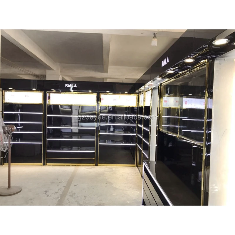 Wooden Floor Professional MAC Makeup Stand Cosmetics Display Unit