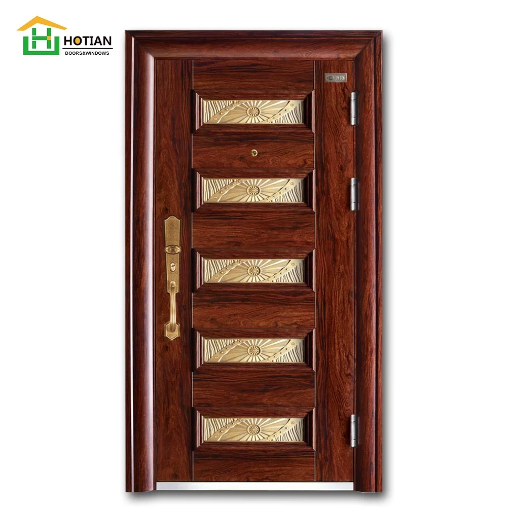 Front Metal Single Anti-theft Security Door Ventilated Security Front Main Entry Steel Door Designs