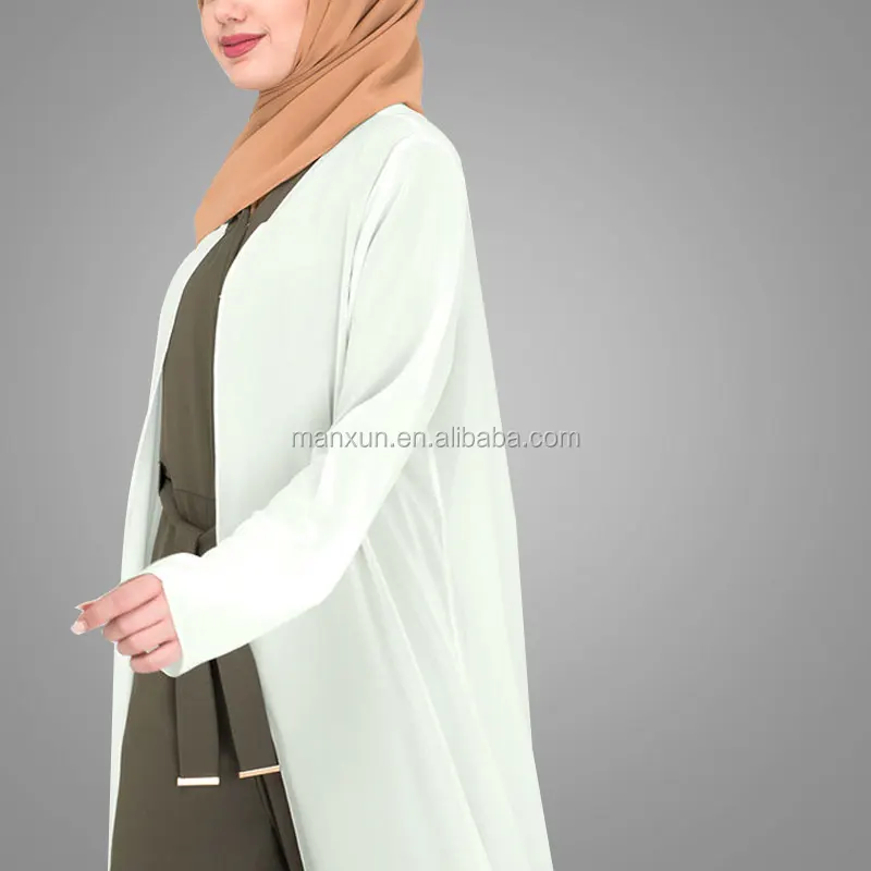 Long Ladies Chiffon Outerwear 2017 Simple Long Cardigan Muslim Kimono Open Front Abaya