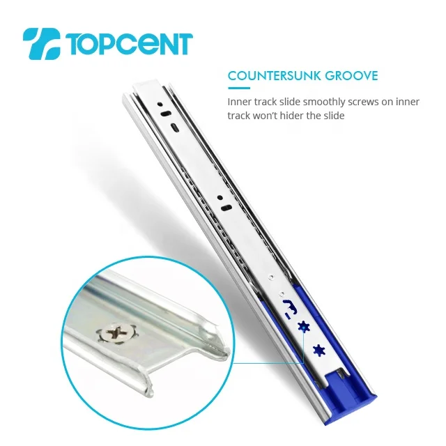 Topcent I-shaped ball bearing buffer furniture telescopic channel soft close cabinet drawer slide