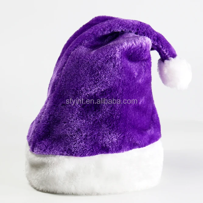 Высококачественная Роскошная фиолетовая плюшевая шапка Санты на заказ, Рождественское украшение для рождественской вечеринки