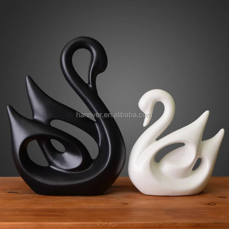 Ceramic Porcelain Animal matte glazing Deer Swan Figurine For Decoration