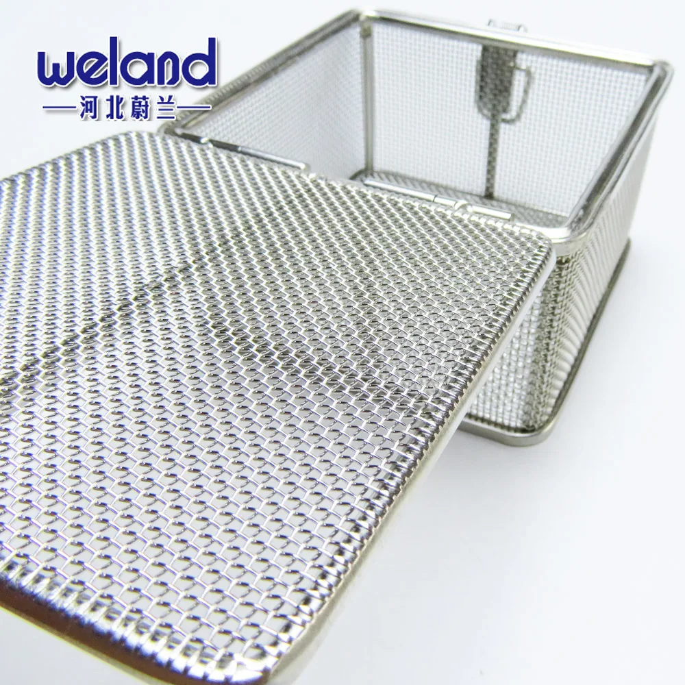Stainless Steel Electropolished Mecidal sterilization Mesh Basket with Locking Lid