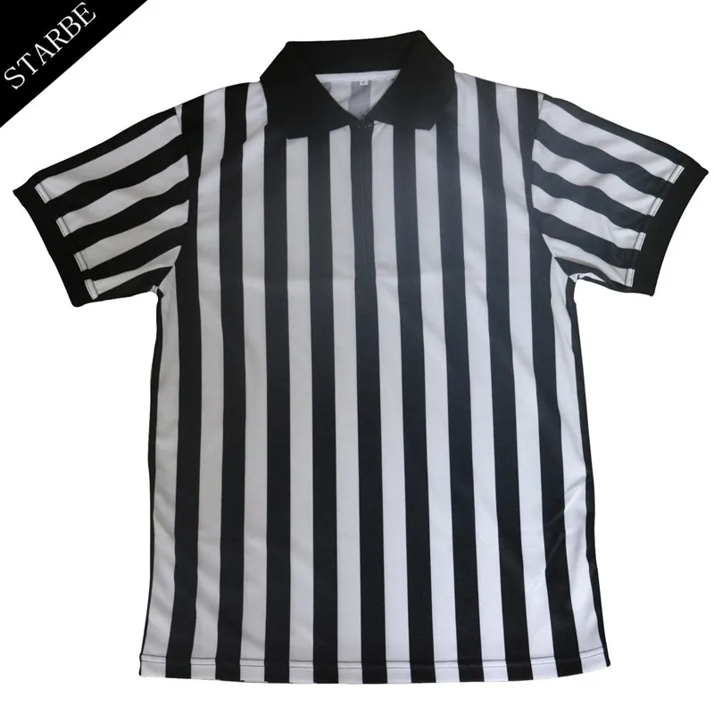 Wholesale football sport quickly dry zip collar soccer referee shirt