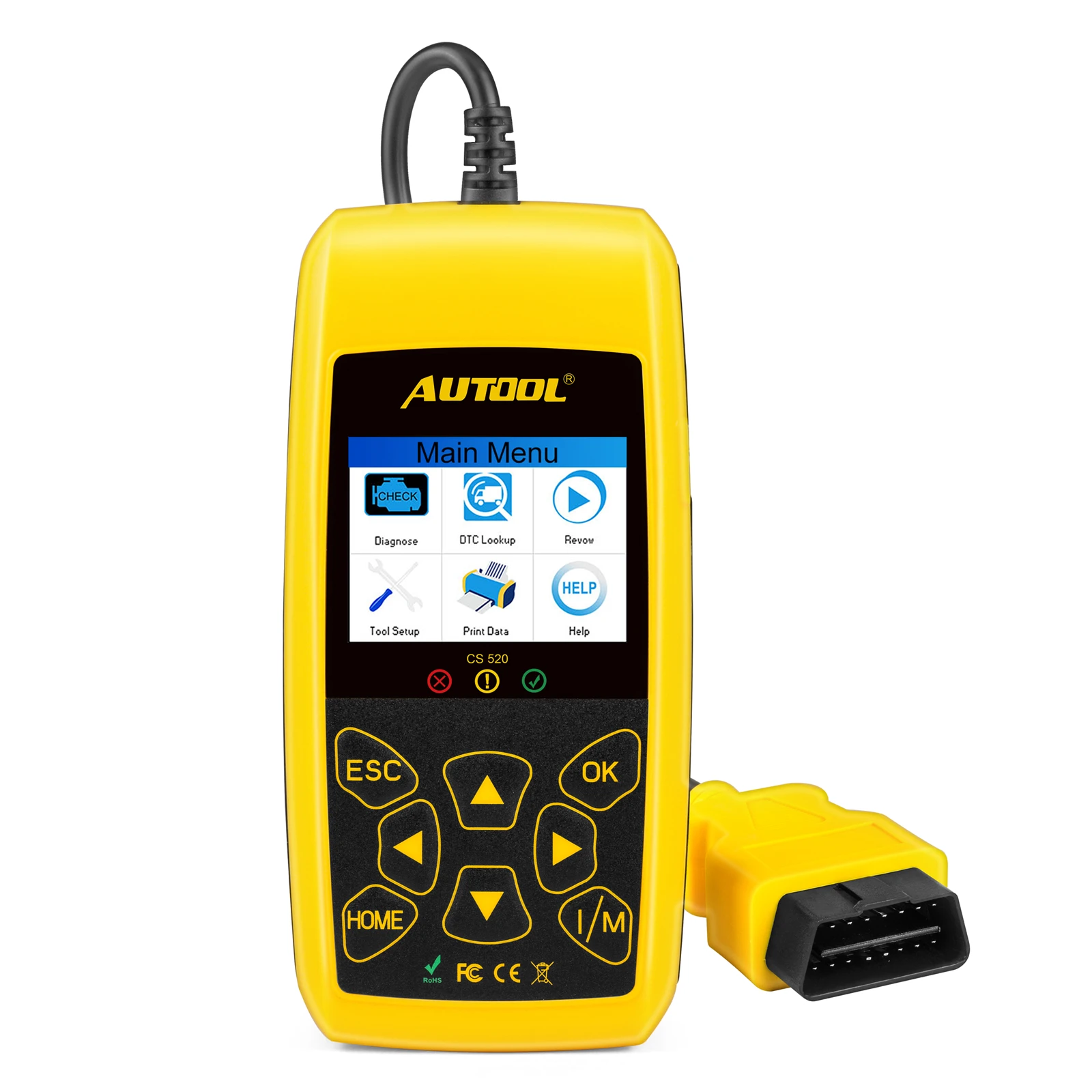AUTOOL CS520 OBD2 сканер автомобильный OBDII код читателя CANBUS автоматического сканирования цифровой