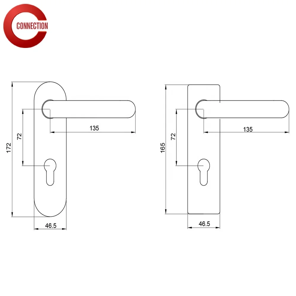 Прочная противопожарная дверная ручка, пластиковая черная ручка