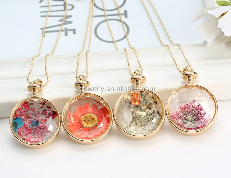 Hot Sale Glass living Necklace with Coin Locket Pendant Necklace Charm Necklace Wholesale
