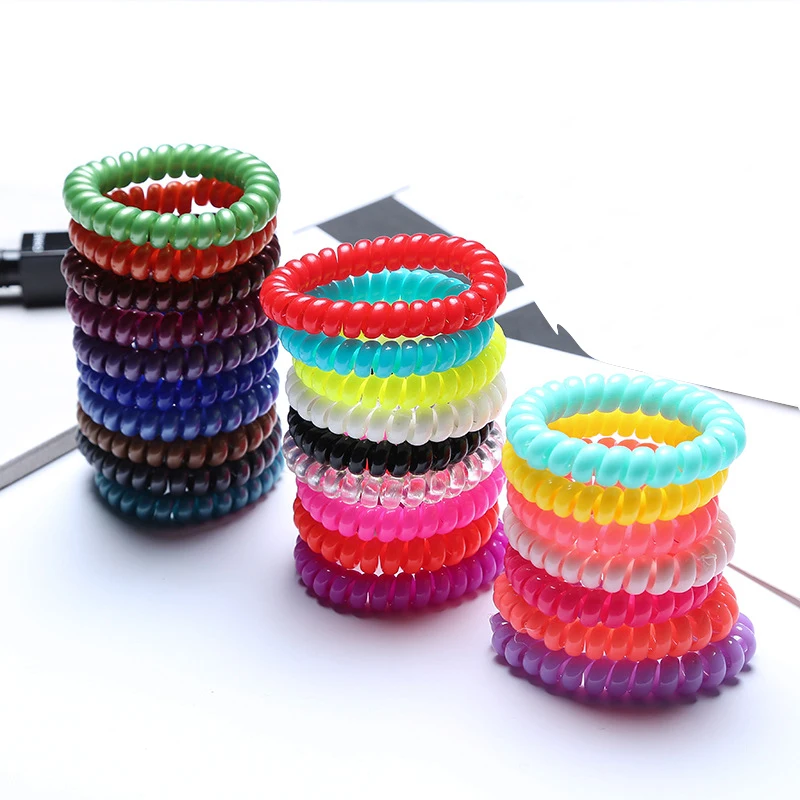 Bulk Wholesale Elastic Plastic Telephone Cord Hair Ties
