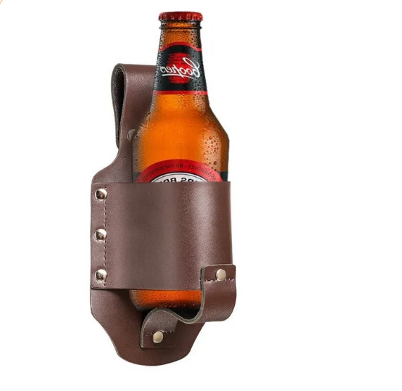 Boshiho Good Quality  PU Leather Beer waist Bag Can Sleeve Beer Waist Bag Support Customize