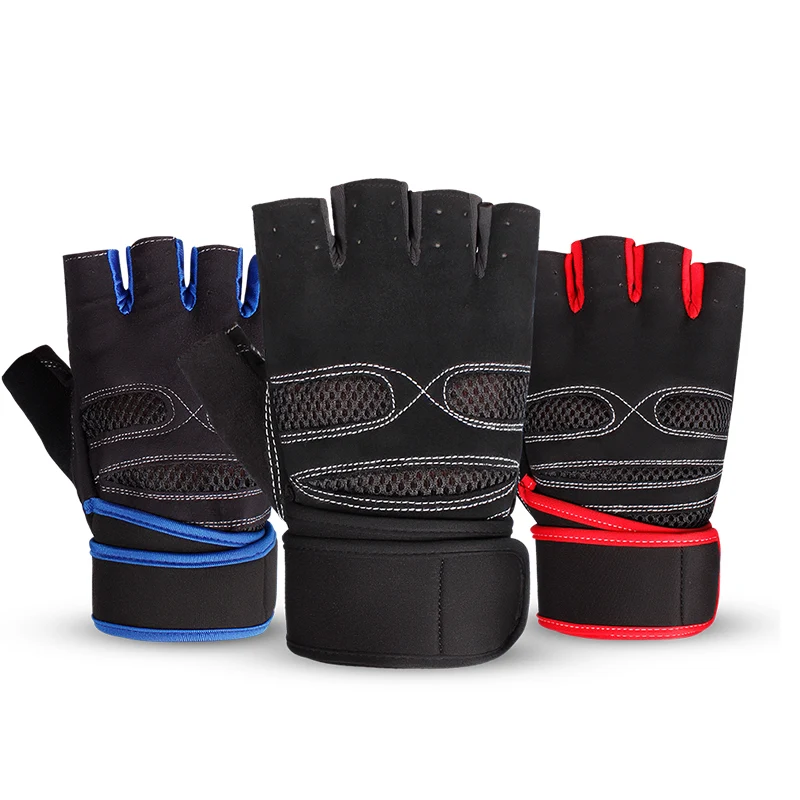 Custom logo summer sport bodybuilding wrist support wraps fingerless men gym weight lifting gloves