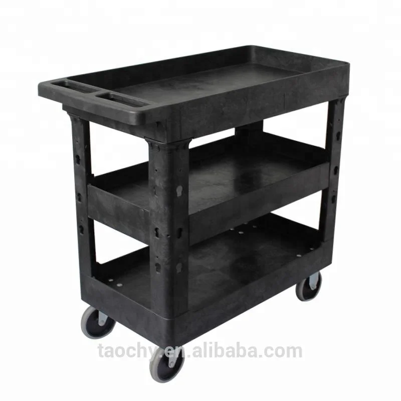 3 tier handle plastic service cart Utility cart