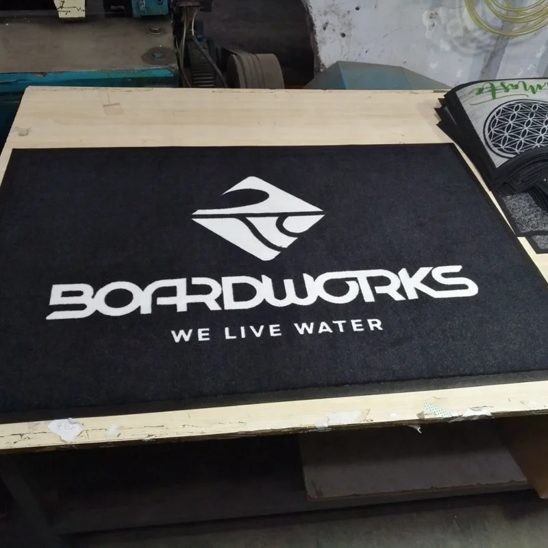 High Quality Custom Printed Garage Logo Floor Mat with Nylon Surface Rubber Backing New Shanghai HangJu LG-A06