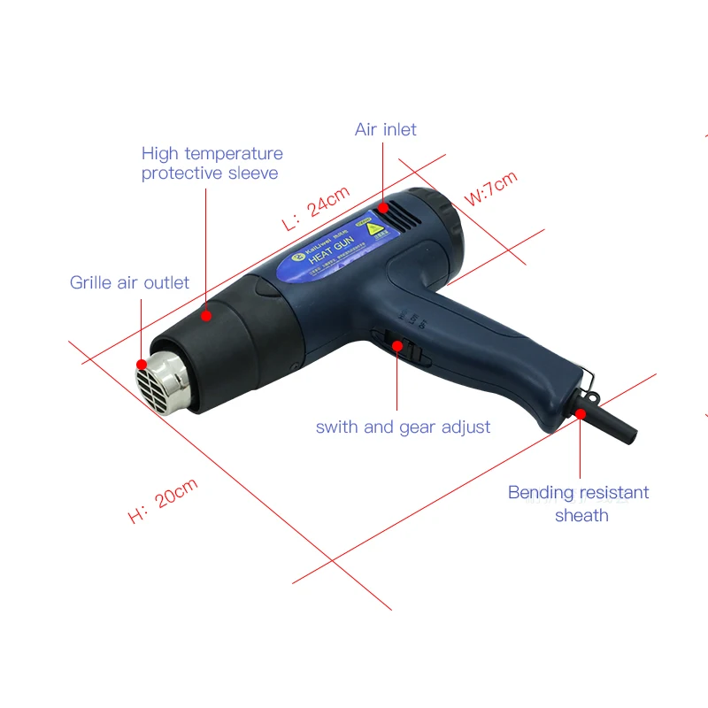 Convenient Operation Heat Gun Soldering Hot Air Heating Gun 1600W Hot Air Soldering Blower