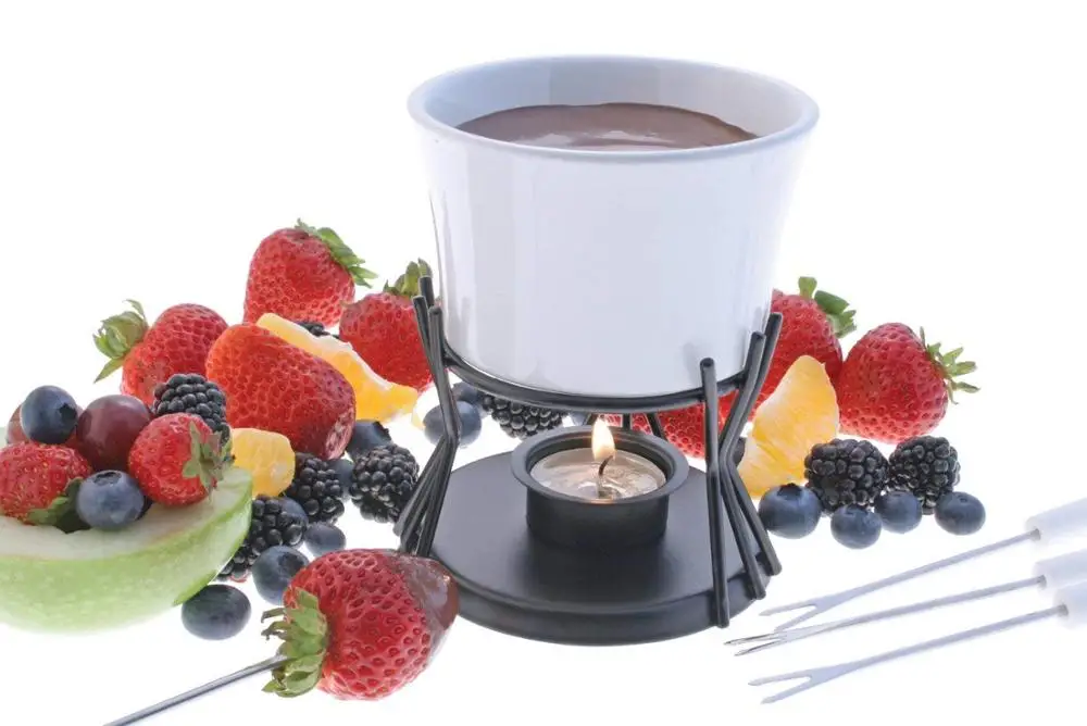 Cylindrical shape customized design porcelain mini white fondue set for tableware