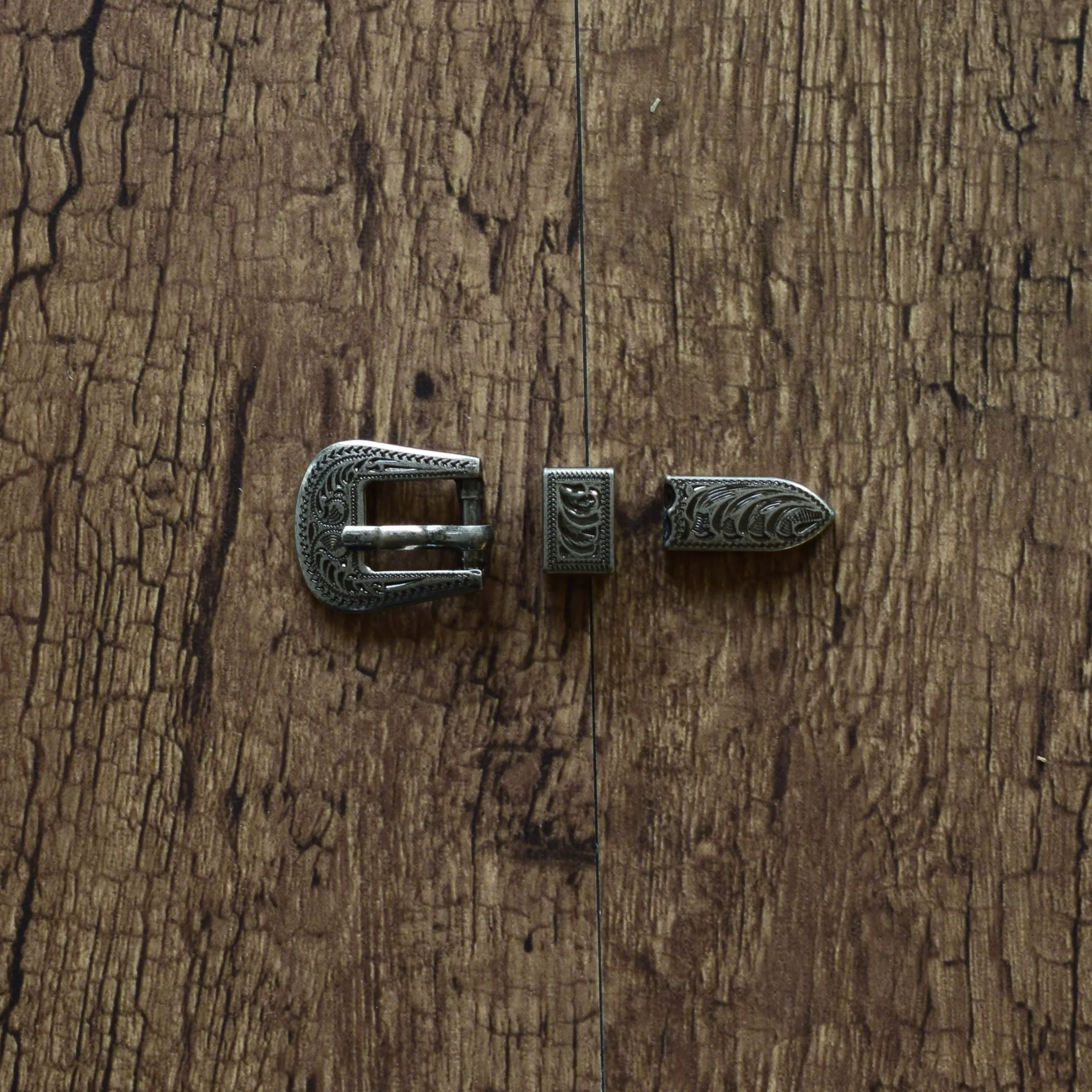 metal buckle three pieces western belt buckle set