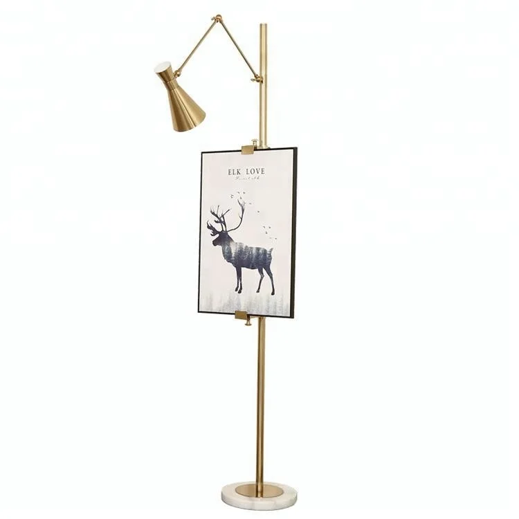 
modern graceful decorative golden metal LED floor lighting with marble holder 
