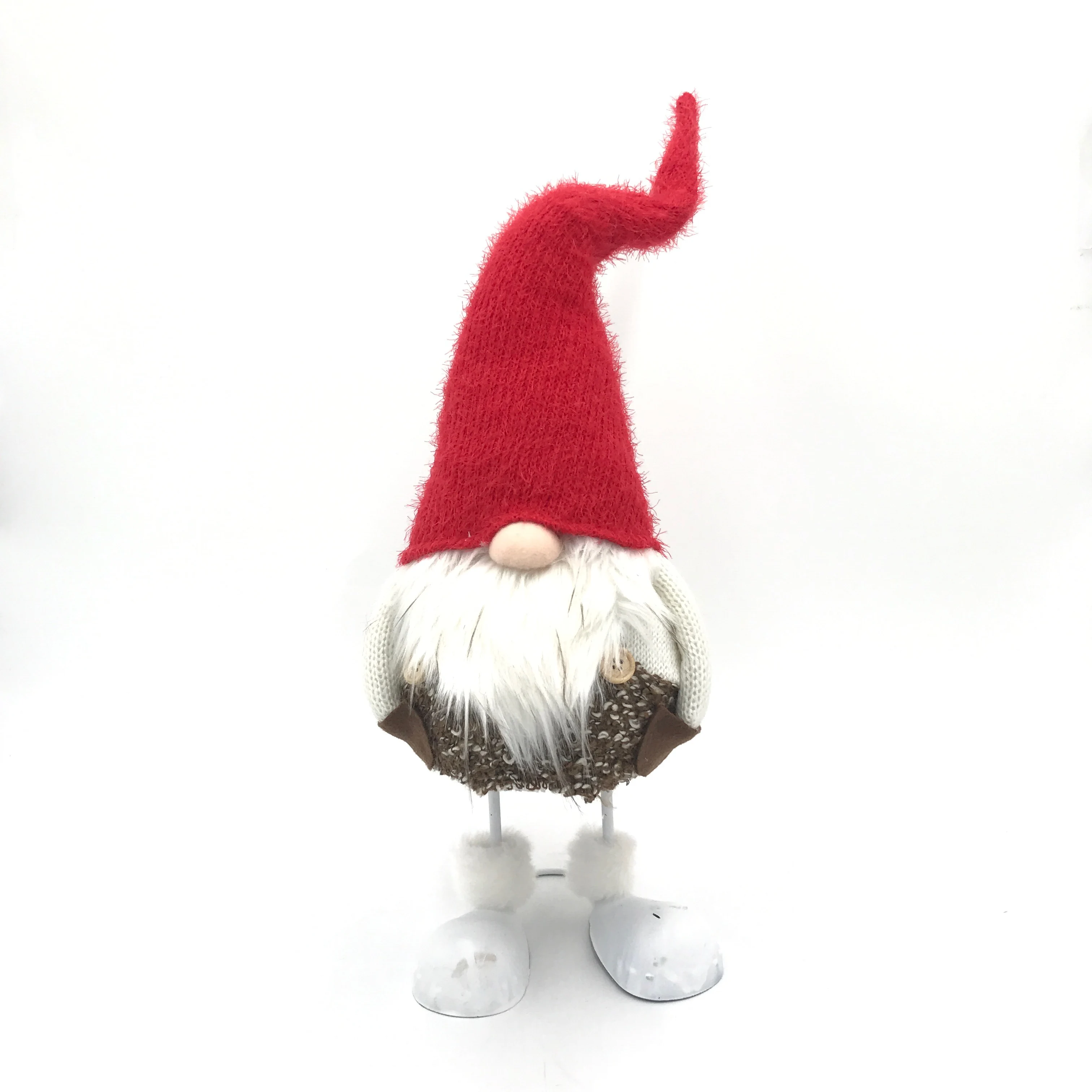 Customized Northern Europe Nordic Nisse Christmas Santa Claus Christmas Decorations Stuffed Standing Gnome With Metal Feet
