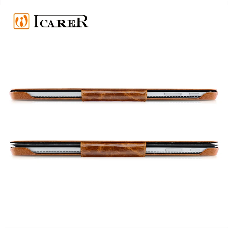 ICARER Custom Logo Genuine Leather Flip Folio Cover Case for Microsoft Surface Pro 4 Sleeve