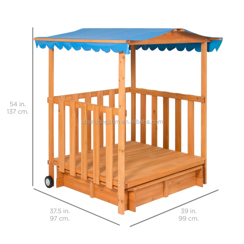 Kids Beach Playhouse Cabana Sandbox Retractable with Canopy Children Summer Fun